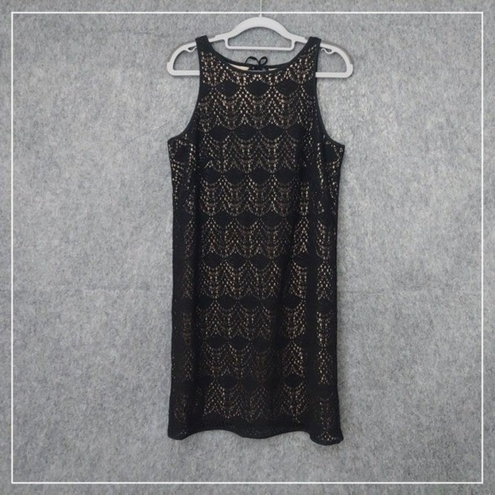 Ann‎ Taylor Loft Dress Women 8 Black Lace Sheath Cocktail Wedding Guest Elegant